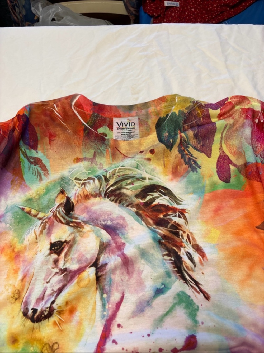 VIVID  Sportswear Short Sleeve Unicorn Watercolor Tee - Multicolor. 0297